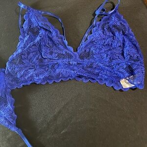 Blue Lace Bralette Set